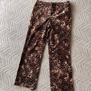Leopard print heavy straight legged pants